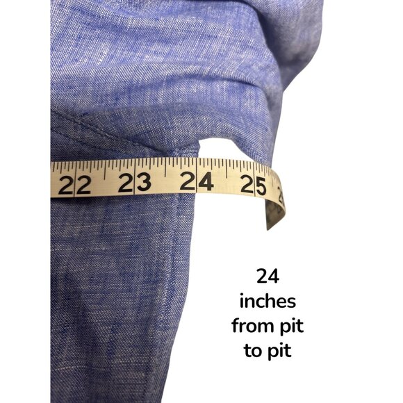 Womens Jones New York Blue Linen Button-Down Shirt Size XL - Picture 7 of 8